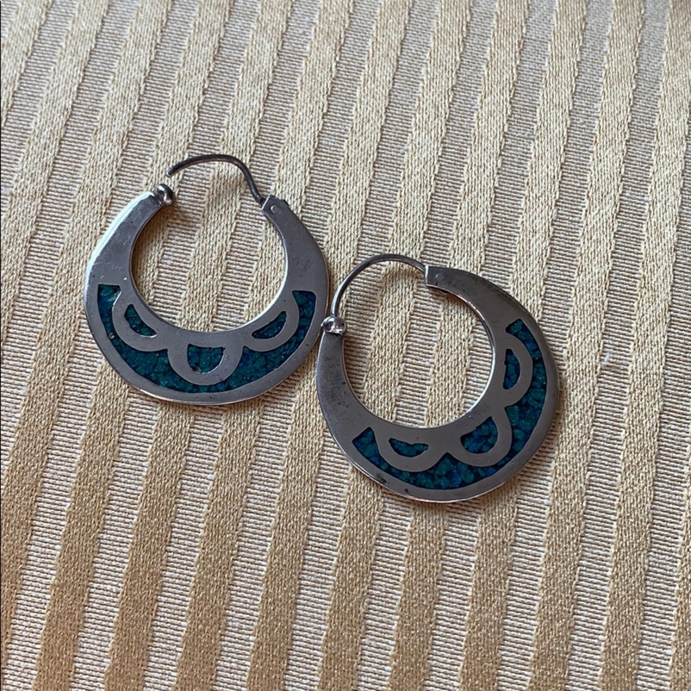 Vintage turquoise inlaid earrings